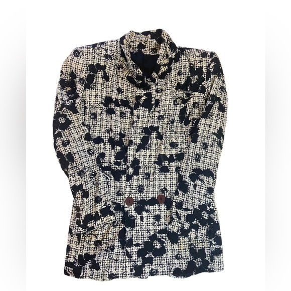 Vintage Designer Oleg Cassini Black & White 80’s Print Blazer - Picture 12 of 15
